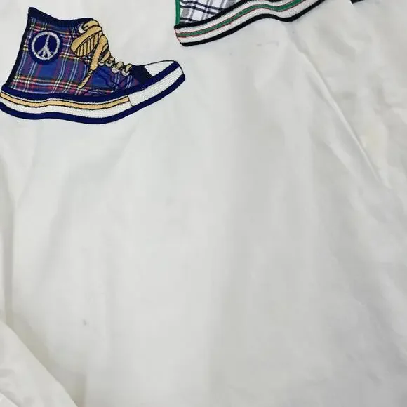 Preston & York Vintage Upcycled Embroidered Sneakers Button Down Shirt - Medium - Picture 6 of 9